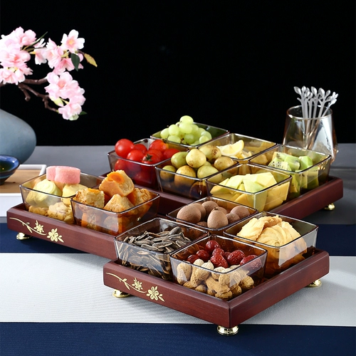 Фруктовая тарелка со стеклянной закусочной творческой закуской домохозяйство гостиная в китайской стиле приготовленная чай