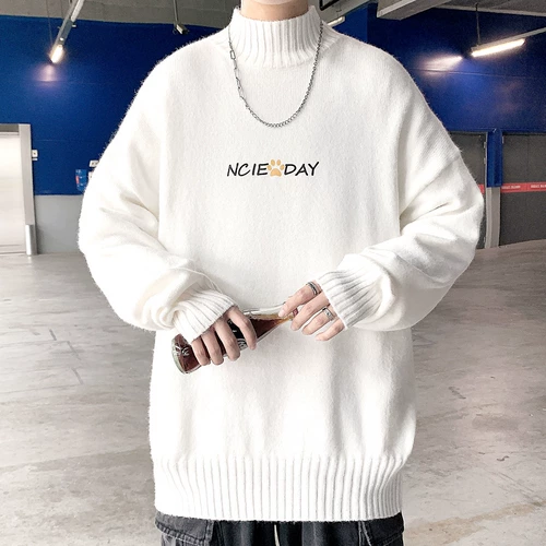 Флисовый динозавр, свитер, трендовая трикотажная утепленный лонгслив, пуховик, высокий воротник, оверсайз, в корейском стиле