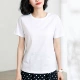 Phụ nữ mùa hè năm 2021 áo thun cotton ngắn tay thoáng khí cho người trung niên và người cao tuổi cộng với size áo cổ tròn rộng rãi của phụ nữ - Áo phông