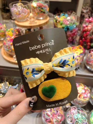 9.20 Живая корейская покупка Bebeprince Детская милая цветочная складка морщинистые края Love Bow Hair Clip