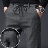 Демисезонные штаны, мужские шерстяные повседневные брюки, коллекция 2023, свободный прямой крой, эластичная талия