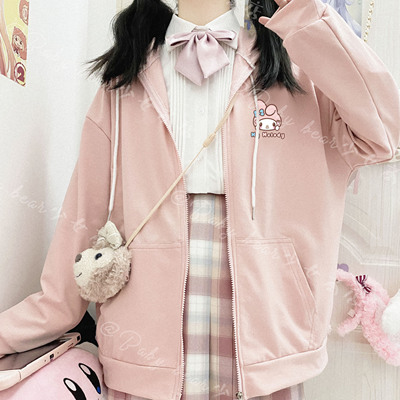 taobao agent Baby Bear Homemade Cute Melayti thin loose jk -to -all -match hooded sweater jacket Student women