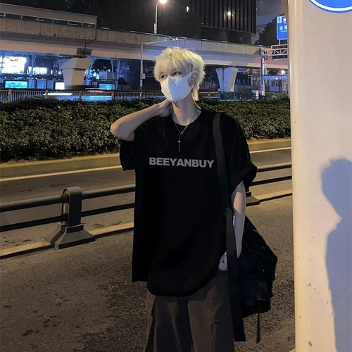 Летняя черная цветная футболка, в американском стиле, короткий рукав, европейский стиль