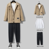 Демисезонный трендовый флисовый спортивный осенний комплект, 2020, в корейском стиле