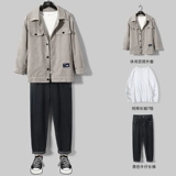 Демисезонный трендовый флисовый спортивный осенний комплект, 2020, в корейском стиле