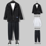 Демисезонный трендовый флисовый спортивный осенний комплект, 2020, в корейском стиле