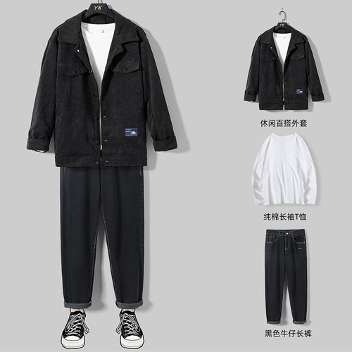 Демисезонный трендовый флисовый спортивный осенний комплект, 2020, в корейском стиле