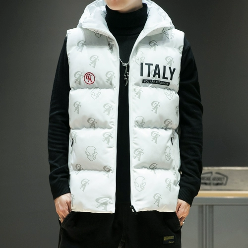 Мужской демисезонный жилет, трендовая майка топ с пухом, куртка, удерживающий тепло комплект, 2020, в корейском стиле