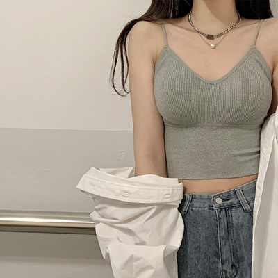 taobao agent Tank top, top with cups, summer underwear, sexy short jacket, plus size, beautiful back, can be worn over clothes