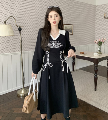 taobao agent Dress, fitted belt, brace, plus size, polo collar, trend of season, A-line