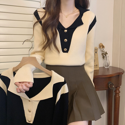 taobao agent Knitted demi-season long-sleeve, sweater, jacket, plus size, trend of season, V-neckline, fitted