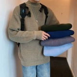 Осенний брендовый мужской трикотажный трендовый базовый приятный телу свитер, высокий воротник