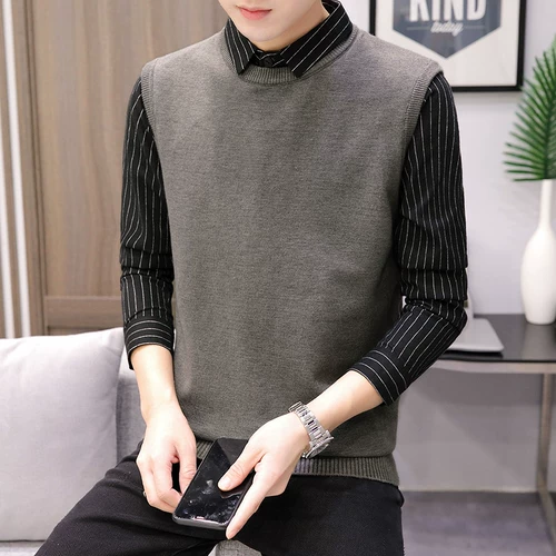 Брендовый демисезонный свитер, трикотажная рубашка, трендовый флисовый комплект, футболка, в корейском стиле
