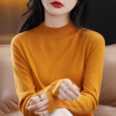 taobao agent Colored woolen sweater, demi-season knitted long-sleeve, velvet top, 100 sample, high collar, long sleeve