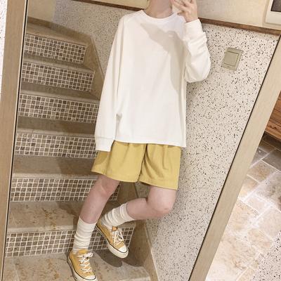 taobao agent Colored base soft white T-shirt, long sleeve, with short sleeve