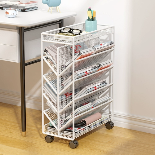 Книжная полка под столом, офисный настольный стеллаж для хранения на колесах, съемный напольный шкаф для хранения детских книг, тележка для хранения книг