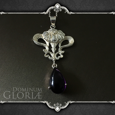taobao agent Gloria ｜ Western antique vintage jewelry new art style amethyst 925 silver pendant necklace