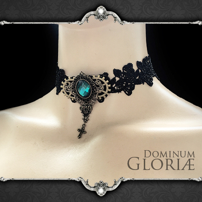 taobao agent Gloria ｜ Monthly Eclipse Poet Retro Gothic Steam Black Lace Gem Vampire Gear Necklace