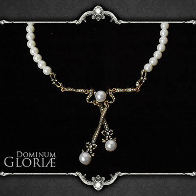 taobao agent Gloria ｜ Madame Bovary retro pearl bow Vintage female clavicle chain necklace jewelery