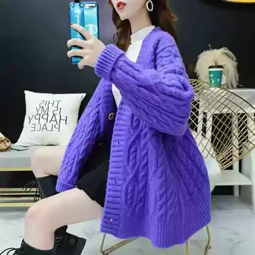 Трикотажная демисезонная осенняя куртка, свитер, кардиган, в корейском стиле, в западном стиле, коллекция 2022, популярно в интернете, увеличенная толщина