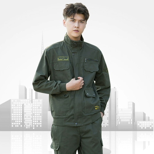 Хлопковая износостойкая осенняя камуфляжная куртка для работы, рабочая одежда, защита от ожогов