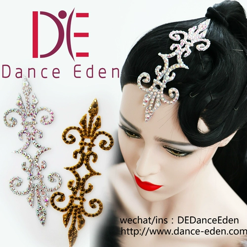 Dance Eden Pian AI Headwear Retro Professional Latin Dance Modern Dance Gold AB Color Diamond Performance Vintage