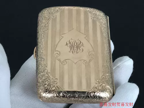 Специальное предложение по продвижению 18 -го века Британская антикварная сигаретная коробка 9K Pure Gold 9ct Western Antique Collection