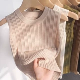 Трикотажная майка топ без рукавов, летний приятный телу костюм, французский стиль, облегающий крой