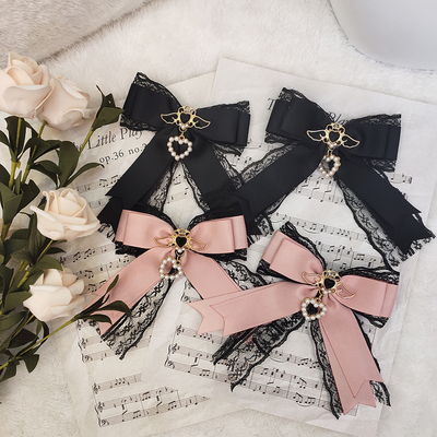taobao agent A pair of Japanese mass -produced sweet and elegant love pendant pendant rhinestone lace bows lolita
