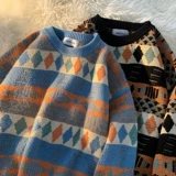 Демисезонный трендовый трикотажный японский ретро свитер, оверсайз, увеличенная толщина