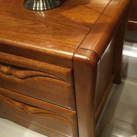 进口金丝栗木床头柜 简约现代全实木家具 全金丝栗木床头柜床边柜