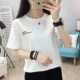 Quần áo phụ nữ mùa hè 2020 phiên bản mới của Hàn Quốc màu tinh khiết học sinh đơn giản chữ rời áo sơ mi ngắn tay phía dưới áo phông phụ nữ hàng đầu - Áo phông