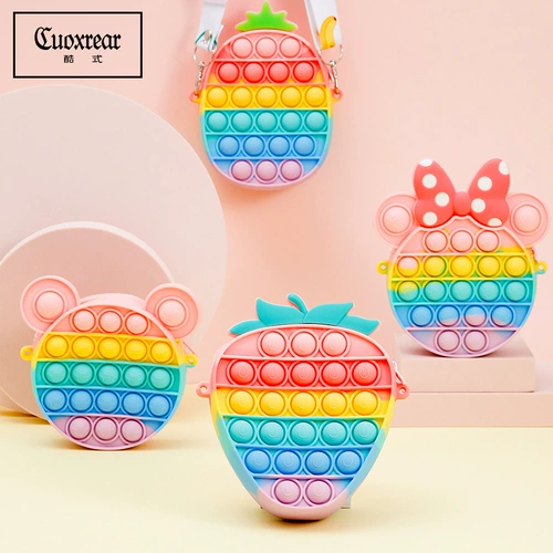 Детская сумка, мультяшный картхолдер, клубника, силиконовый детский кошелек, сумка на одно плечо, популярно в интернете