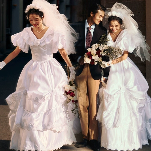 Ретро реквизит для фотографии для влюбленных, коллекция 2022, рукава фонарики, французский ретро стиль