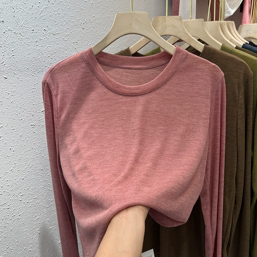 Универсальная тонкая маска для лица, осенний приятный телу лонгслив, круглый воротник, коллекция 2022, оверсайз, в западном стиле