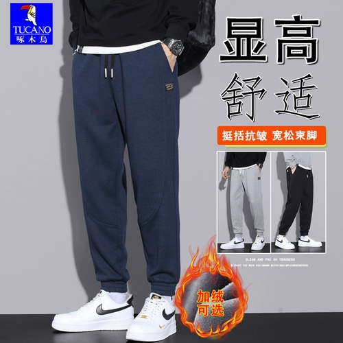 Мужские демисезонные эластичные утепленные штаны для отдыха, оверсайз, свободный крой, осенние, на шнурках