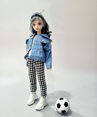 taobao agent Lu Manjia 6 -point small cloth doll clothing Blythe doll jacket Keer OB24 olive versatile denim jacket