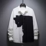 Рубашка, шелковый трендовый топ для школьников, осенняя, оверсайз, в корейском стиле
