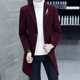 Демисезонное шерстяное длинное шерстяное пальто для мальчиков, трендовая куртка в английском стиле, средней длины