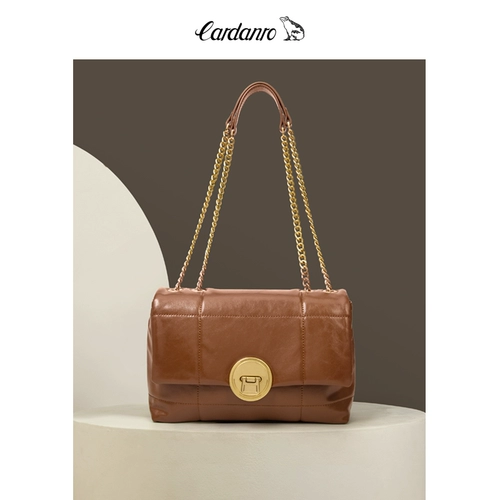 Небольшая дизайнерская кожаная сумка на одно плечо, цепь, небольшая сумка, воловья кожа, в стиле Шанель