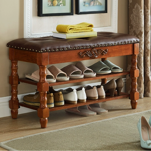 Американский стиль с твердым деревянным стулом для хранения табуретки, шкаф для обувного туфель
