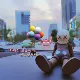 Сидеть коричневый двоюродный брат+цветной шарик