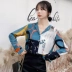 Mùa xuân và mùa thu 2021 phiên bản mới của phụ nữ Hàn Quốc của áo sơ mi voan dài tay in hình, thiết kế dành cho nữ kiểu áo cánh cổ điển phong cách cổ điển Hồng Kông - Áo sơ mi Áo sơ mi