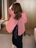 Розовая рубашка, куртка, летняя летняя одежда, расширенный топ, защита от солнца, изысканный стиль, французский стиль