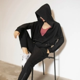 Спортивная летняя толстовка с капюшоном для спортзала, лонгслив, одежда для йоги, свободный крой, в корейском стиле, для бега