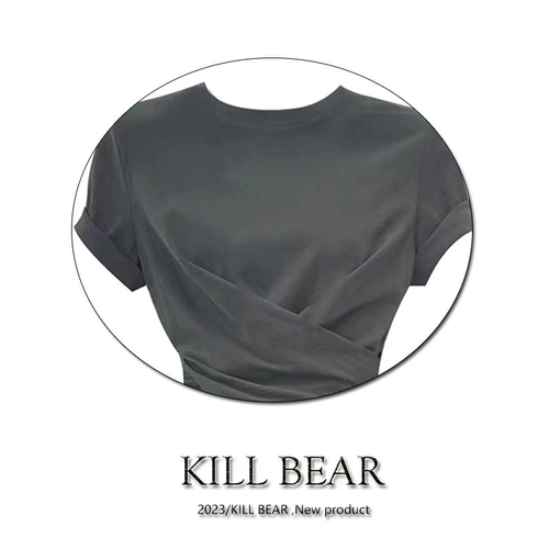 Короткая летняя дизайнерская футболка, облегающий крой