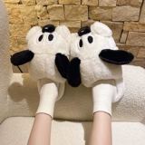 Мультяшные милые тапочки, зимняя нескользящая удерживающая тепло обувь для влюбленных, мягкая подошва