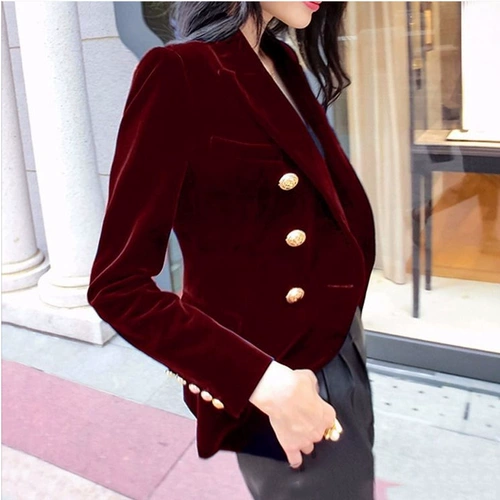 Бархатный демисезонный пиджак классического кроя, бархатная куртка, облегающий крой, по фигуре, в западном стиле, большой размер