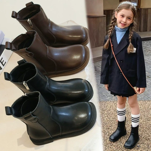 Martens, демисезонные детские модные короткие сапоги в английском стиле, в британском стиле, подходят для подростков, стиль «принцесса», мягкая подошва