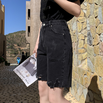 taobao agent Denim summer fitted black mini-skirt, design shorts, high waist, trend of season